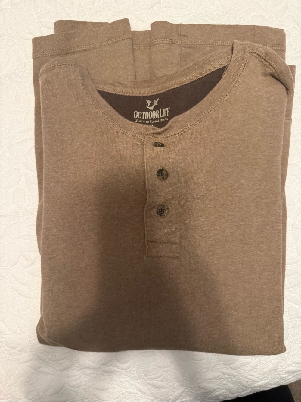 Outdoor Life Men's Brown Three-Button Henley Shirt